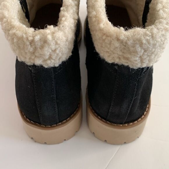 Jack Rogers Sophie Sherpa trim black suede leather ankle boots woman’s size 10 - Picture 7 of 10